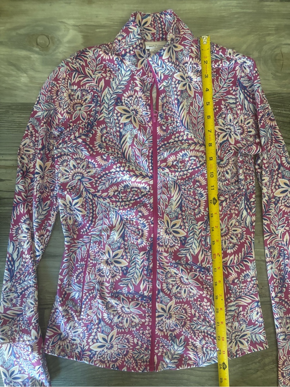 Tommy Bahama L/S  Pink Floral Zip Jacket - Picture 2 of 7